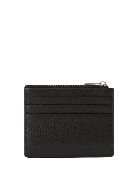 CAMELIA Tarjetero plano de cuero negro - Carteras Mujer