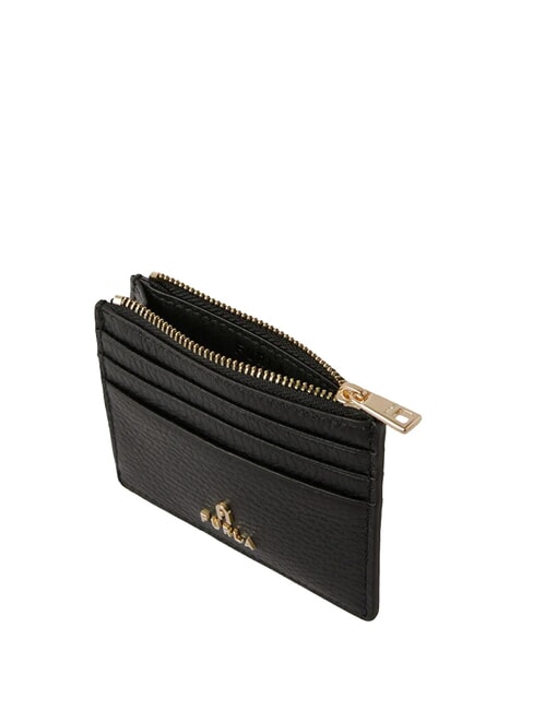 CAMELIA Tarjetero plano de cuero negro - Carteras Mujer