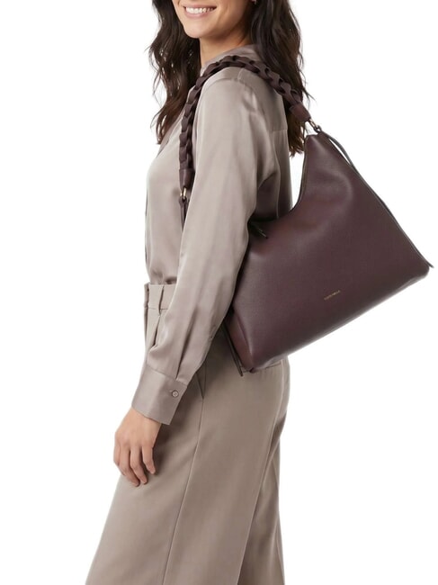BOHEME GRANA DOUBLE Bolso bandolera grande de piel baya/rosa de invierno - Bolsos Mujer