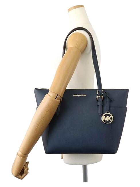CHARLOTTE Bolso de hombro de piel para compras marina de guerra - Bolsos Mujer