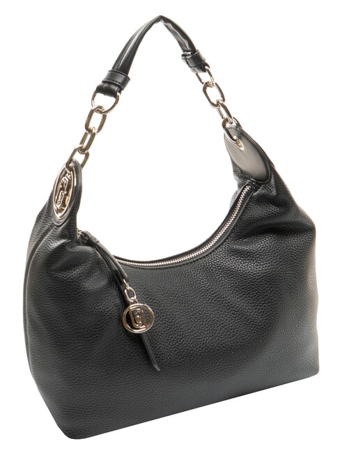 FAIZA Bolso de hombro de piel negro/acero - Bolsos Mujer