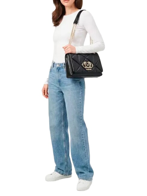 EMBOSSED QUILTED Bolso de hombro acolchado negro - Bolsos Mujer