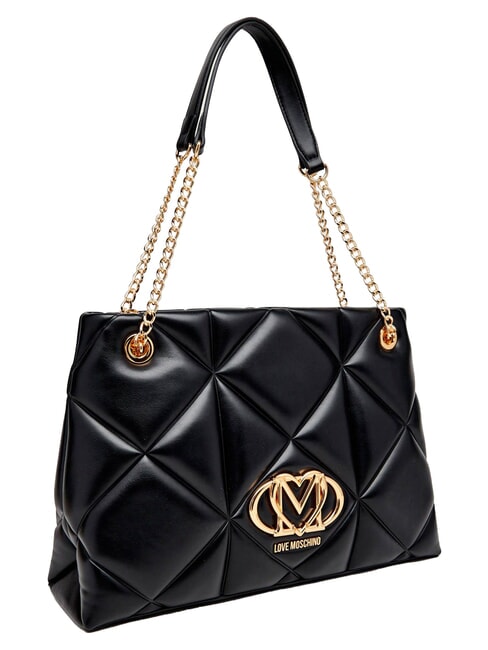 EMBOSSED QUILTED Bolso de hombro con doble asa. negro - Bolsos Mujer