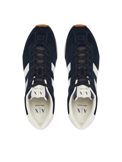 ROUND Zapatillas de cuero azul marino intenso + blanco roto - Zapatos Hombre