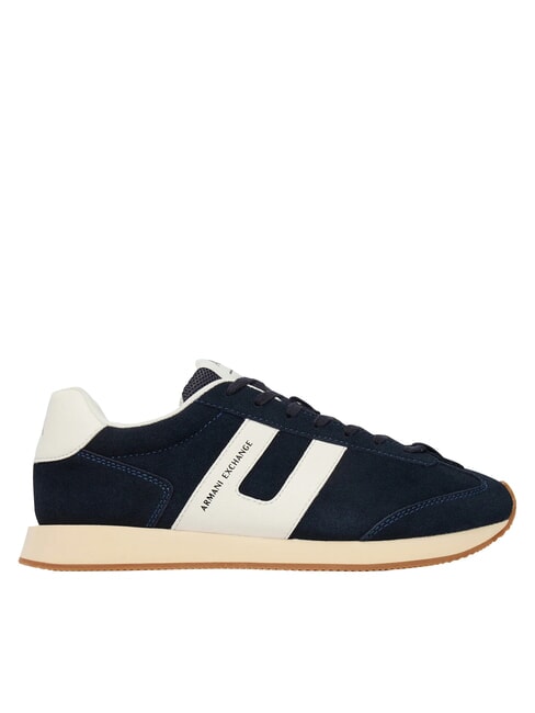 ROUND Zapatillas de cuero azul marino intenso + blanco roto - Zapatos Hombre