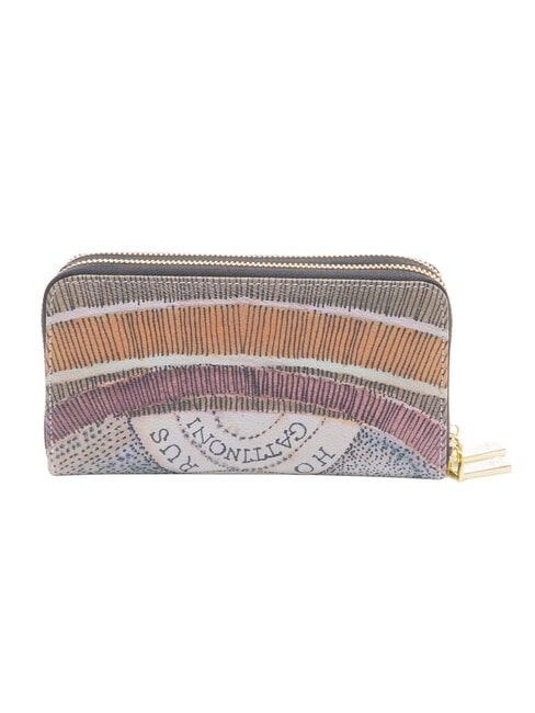 PLANETARIUM Cartera grande con doble cremallera acuarela salvaje/ topo oscuro - Carteras Mujer