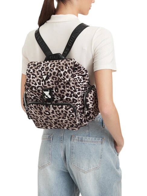 GIRL ALLOVER Mochila con m&uacute;ltiples bolsillos clases con estampado de leopardo - Bolsos Mujer