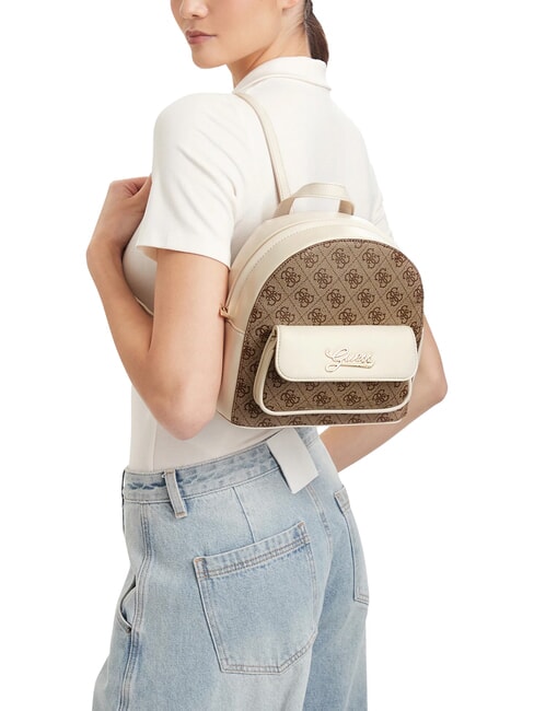 GIRL Mochila con bolsillo frontal 4g aop beige blanco - Bolsos Mujer