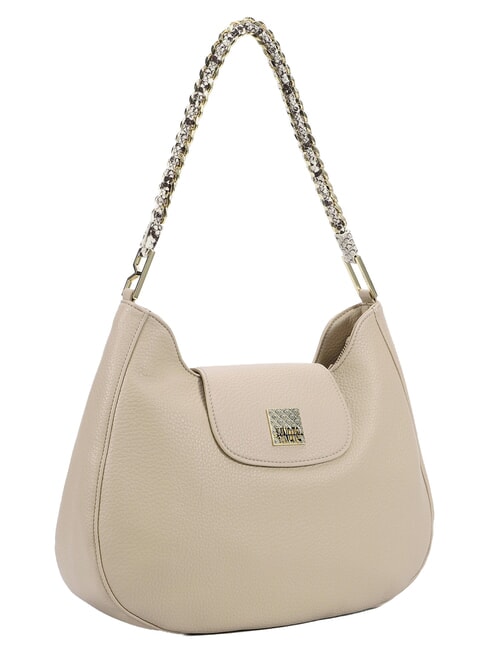 RACHEL Bolso de hombro tipo hobo con solapa. crema - Bolsos Mujer