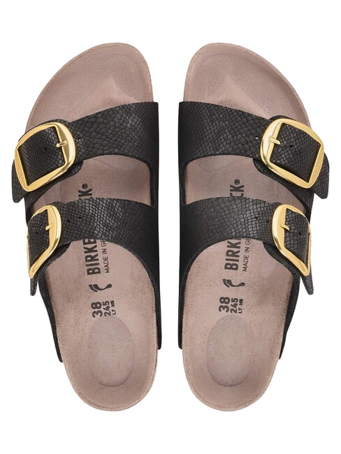 ARIZONA BIG BUCKLE Zapatilla de sandalia pit&oacute;n negra - Zapatos Mujer