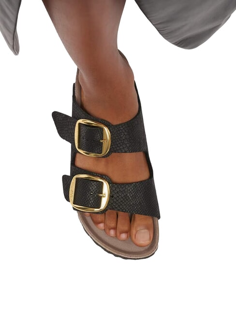 ARIZONA BIG BUCKLE Zapatilla de sandalia pit&oacute;n negra - Zapatos Mujer