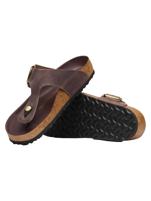 GIZEH BIG BUCKLE HEX sandalia tipo zapatilla de cuero habana - Zapatos Mujer