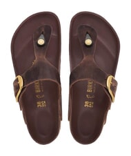 BIRKENSTOCK GIZEH BIG BUCKLE HEX sandalia tipo zapatilla de cuero habana - Zapatos Mujer - 4