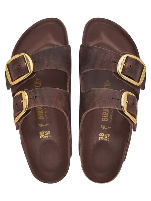 ARIZONA BIG BUCKLE HEX Sandalias tipo zapatilla de cuero engrasado habana - Zapatos Mujer