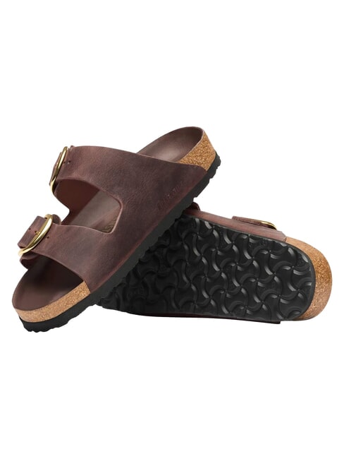 ARIZONA BIG BUCKLE HEX Sandalias tipo zapatilla de cuero engrasado habana - Zapatos Mujer