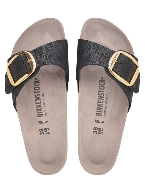 MADRID BIG BUCKLE Sandalias de una sola tira pit&oacute;n negra - Zapatos Mujer