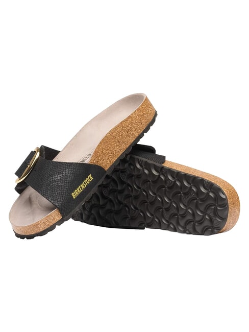 MADRID BIG BUCKLE Sandalias de una sola tira pit&oacute;n negra - Zapatos Mujer