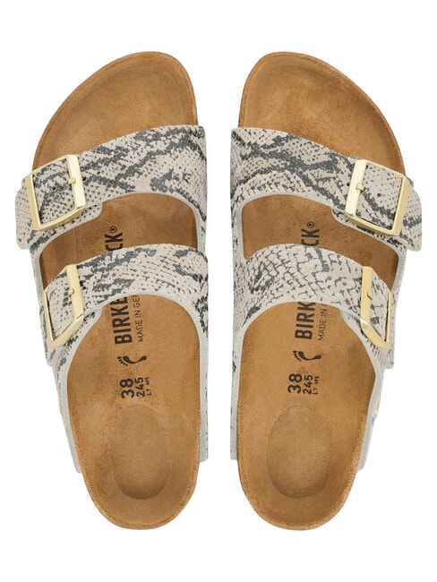 ARIZONA Sandalias de cuero ostra serpiente - Zapatos Mujer