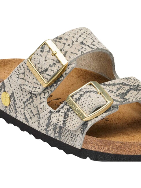 ARIZONA Sandalias de cuero ostra serpiente - Zapatos Mujer