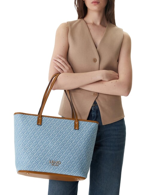 EVRIM Bolso de compras de hombro azul polvoriento - Bolsos Mujer