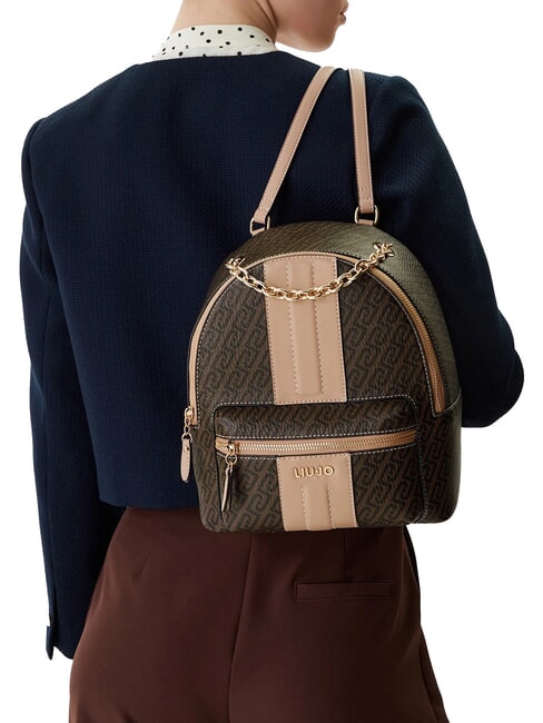 EMATITE Mochila con bolsillo frontal marr&oacute;n oscuro/polvo oscuro - Bolsos Mujer
