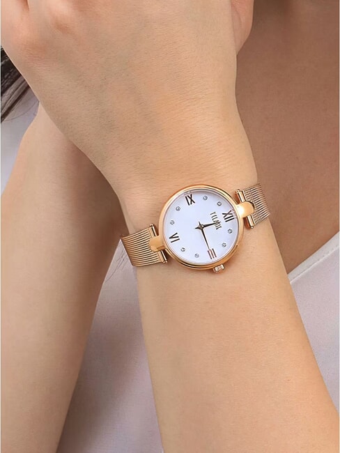 SANTORINI Reloj que solo muestra la hora rosa de acero - Relojes