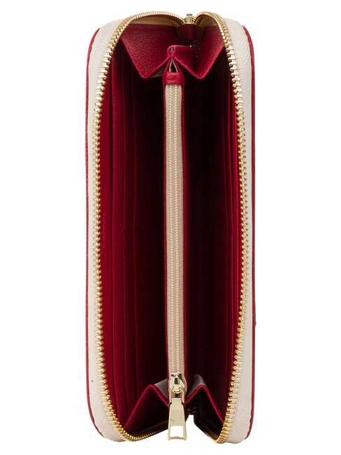 HERITAGE Cartera grande con cremallera. marfil rojo - Carteras Mujer