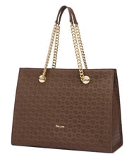 POLLINI HERITAGE Bolso de hombro de piel para compras marr&oacute;n / crema - Bolsos Mujer - 2