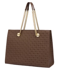 POLLINI HERITAGE Bolso de hombro de piel para compras marr&oacute;n / crema - Bolsos Mujer - 3