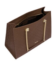 POLLINI HERITAGE Bolso de hombro de piel para compras marr&oacute;n / crema - Bolsos Mujer - 4