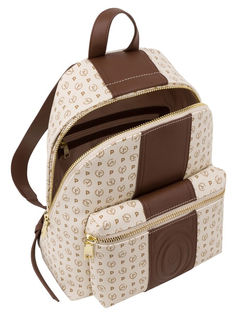HERITAGE Mochila con bolsillo frontal y llavero. marfil marr&oacute;n - Bolsos Mujer