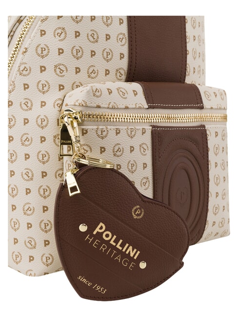 HERITAGE Mochila con bolsillo frontal y llavero. marfil marr&oacute;n - Bolsos Mujer