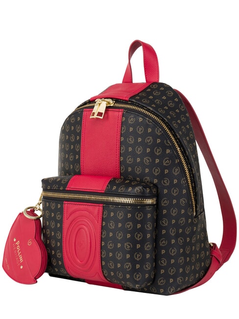HERITAGE Mochila con bolsillo frontal y llavero. negro rojo - Bolsos Mujer