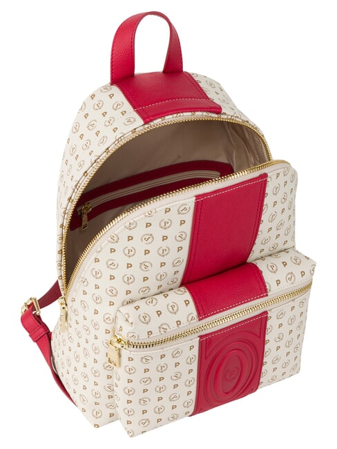 HERITAGE Mochila con bolsillo frontal y llavero. marfil rojo - Bolsos Mujer