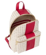 POLLINI HERITAGE Mochila con bolsillo frontal y llavero. marfil rojo - Bolsos Mujer - 4