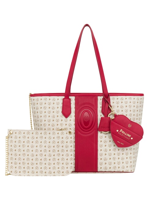 HERITAGE Bolso de compras de hombro con neceser. marfil rojo - Bolsos Mujer