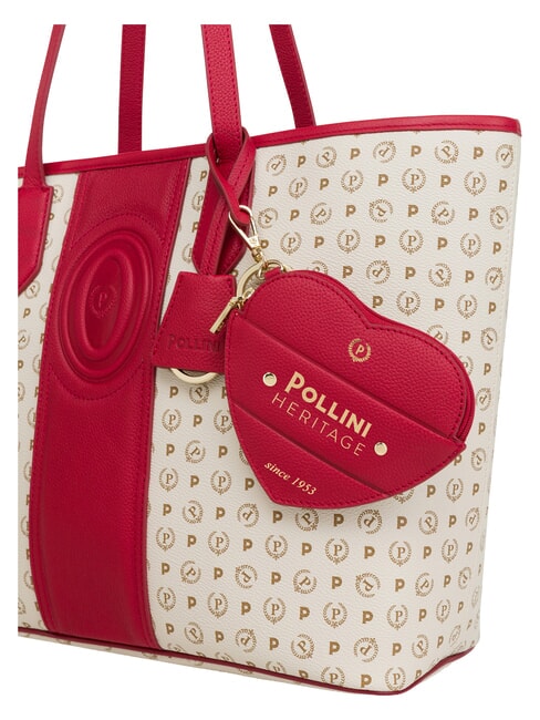 HERITAGE Bolso de compras de hombro con neceser. marfil rojo - Bolsos Mujer