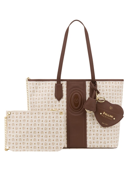 HERITAGE Bolso de compras de hombro con neceser. marfil marr&oacute;n - Bolsos Mujer