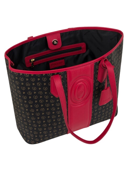 HERITAGE Bolso de compras de hombro con neceser. negro rojo - Bolsos Mujer