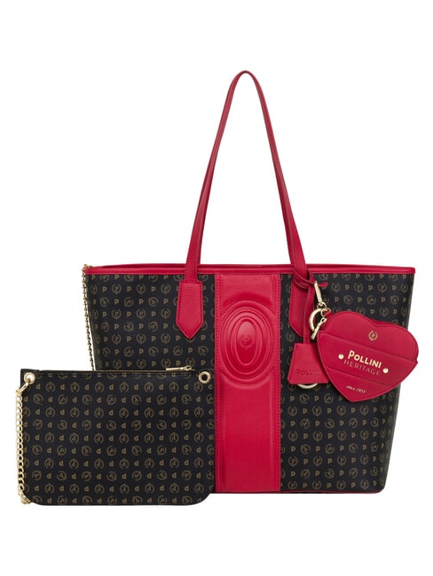 HERITAGE Bolso de compras de hombro con neceser. negro rojo - Bolsos Mujer