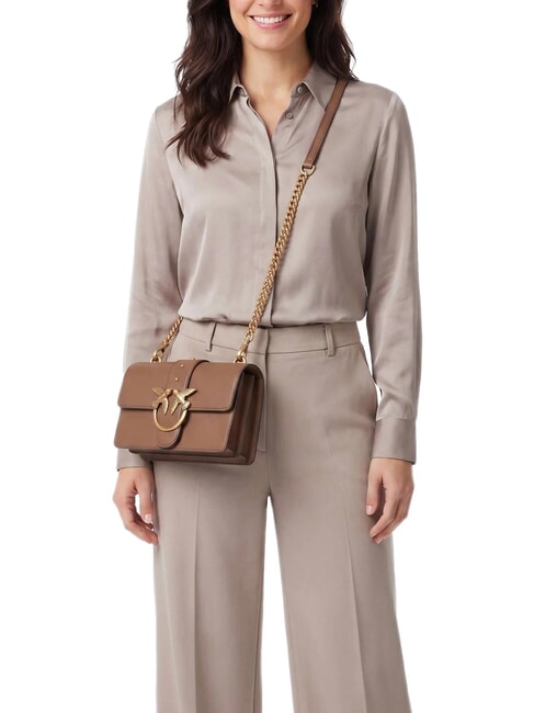 LOVE ONE CLASSIC Mini bolso de hombro de piel co&ntilde;ac marr&oacute;n-oro antiguo - Bolsos Mujer