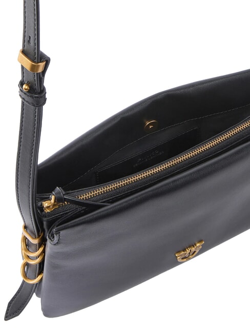 TRIPLET MINI Bolso de hombro de piel. negro-oro antiguo - Bolsos Mujer