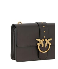 PINKO LOVE ONE CLASSIC Bolso bandolera de piel con solapa marr&oacute;n marrasca-oro antiguo - Bolsos Mujer - 3