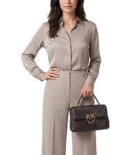 PINKO CLASSIC LADY LOVE BAG bolsa de chevr&oacute;n marr&oacute;n marrasca-oro antiguo - Bolsos Mujer - 2