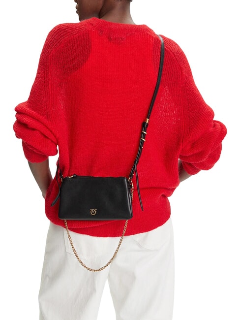 DOUBLE Bolso de hombro con correa para el hombro. negro-oro antiguo - Bolsos Mujer