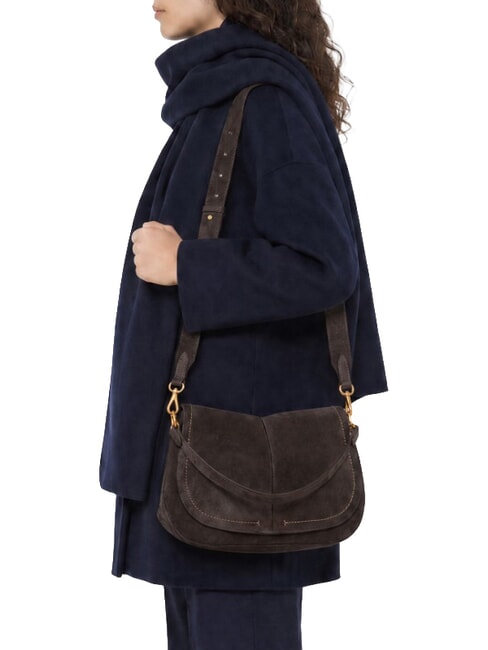 HELENA ROUND Bolso de hombro de piel moca - Bolsos Mujer