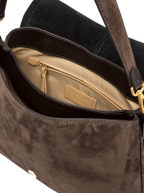 HELENA ROUND Bolso de hombro de piel moca - Bolsos Mujer