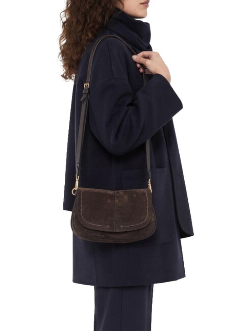 HELENA ROUND Bolso de hombro de piel moca - Bolsos Mujer