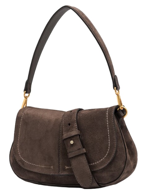 HELENA ROUND Bolso de hombro de piel moca - Bolsos Mujer