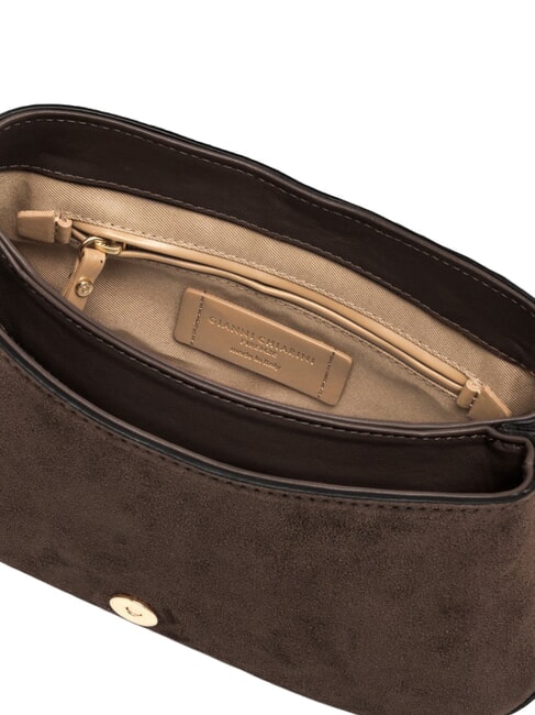 HELENA ROUND Bolso de hombro de piel moca - Bolsos Mujer
